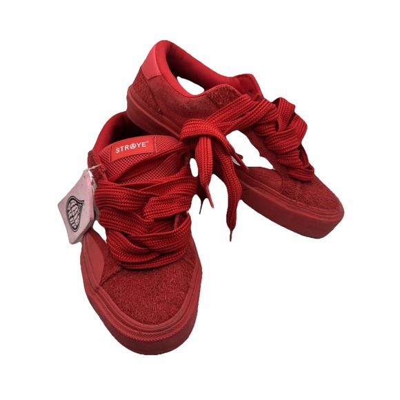 Straye Logan Puff sneakers in red hairy suede canvas upper Sz 10 - Picture 2 of 9